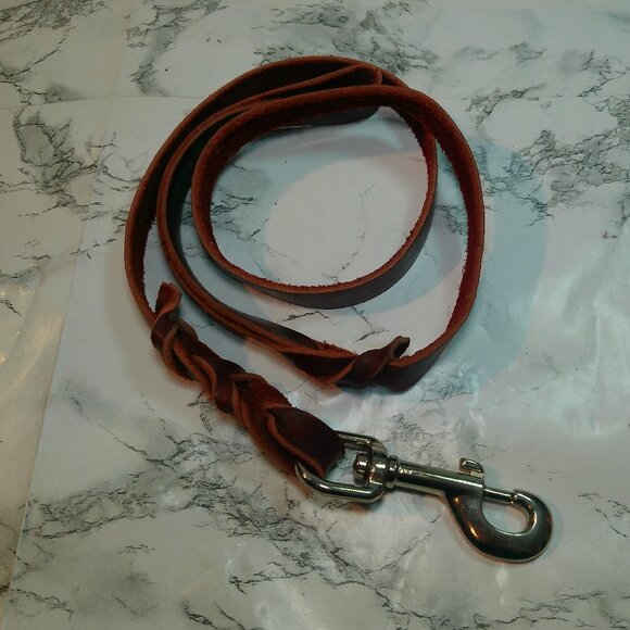 Leather Dog Leash Braided Brown / Burgundy Custome Made - Picture 1 of 16